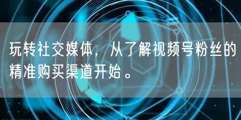 玩转社交媒体,从了解视频号粉丝的精准购买渠道开始。