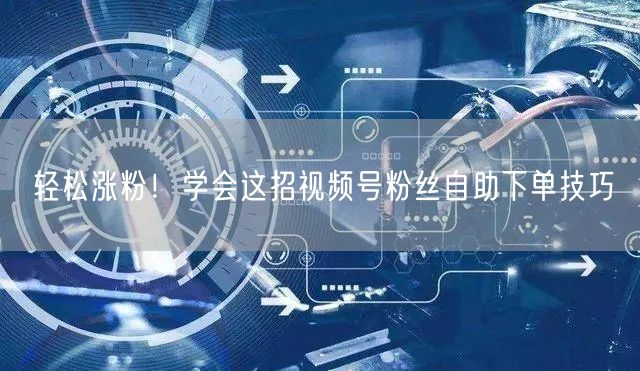 轻松涨粉!学会这招视频号粉丝自助下单技巧