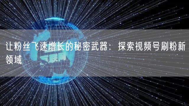 让粉丝飞速增长的秘密武器:探索视频号刷粉新领域