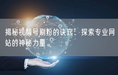 揭秘视频号刷粉的诀窍:探索专业网站的神秘力量。